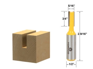 5/16" Diameter X 3/4" Height Straight Router Bit - 1/2" Shank - Yonico 14156 - Picture 1 of 1