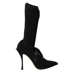 DOLCE & GABBANA Shoes Black Stiletto Heels Mid Calf Boots EU39 / US8.5 1050usd - Picture 1 of 10