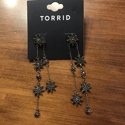 Torrid 耳环 New Gold Celestial Drop 4 英寸 Nature Witchy Goth — 第 1/4 张图片