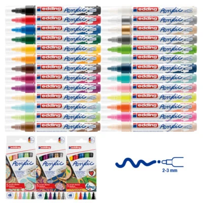 edding 5100 Acrylmarker Acrylmaler Stifte Leinwand Rundspitze Medium 2-3mm - Bild 1 von 4