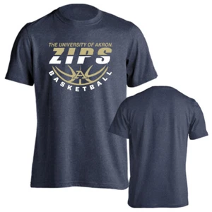 University of Akron Zips Basketball Laces Logo Short Sleeve T-shirt Tee - Picture 1 of 17