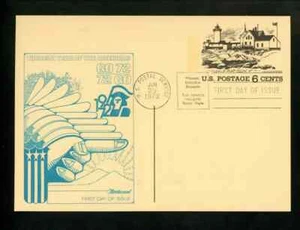 GLOUCESTER MASS LIGHTHOUSE TOURISM 1972 FIRST DAY CANCELED FLEETWOOD CARD UNADD - Picture 1 of 2