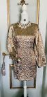 NWT Zara Gold Jacquard Dress With Jewelry Size S/M