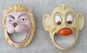 Vintage Porcelain Ceramic Open Mouth Ashtray lot Monkey & Lion Germany Creepy - Picture 1 of 7