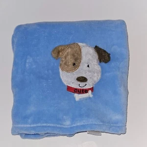 Baby Starters Blue Puppy Dog Fleece Blanket 30x40" Collar Cute Brown White READ - Picture 1 of 5