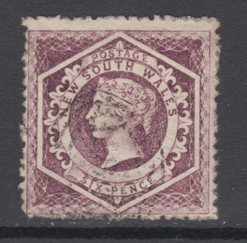 Nueva Gales del Sur Sc 40c, SG 165b, usado. Diadema púrpura 1866 6p, perf 13, F-VF. Foto 1 de 1