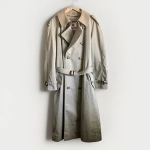 Vintage Baracuta Long Cotton Trench Coat Beige Men’s 42L Wool Plaid Liner - Picture 1 of 9
