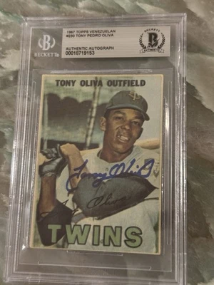 1967 Topps Venezuelan #230 Tony Oliva Signed Auto Beckett  - Image 1 of 4