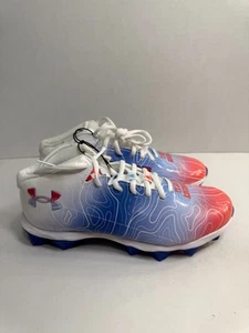 074 UNDER Armour Spotlight, Youths Red/White/Blue, Texas Cleats-US 6 Youth - Picture 1 of 5