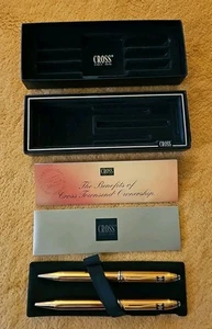 Cross Townsend 18K Gold Plated Pen + Mechanical Pencil Set Vintage #771 - Picture 1 of 11