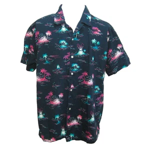 ORIGINAL USE Men's (Size 2XL) Blue Short Sleeve Hawaiian Tiki Aloha Shirt Sharks - Picture 1 of 4