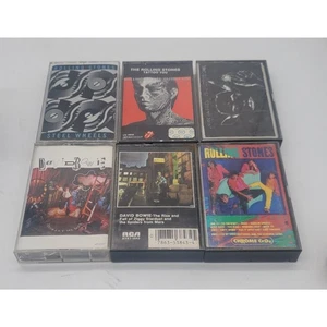 VINTAGE THE ROLLING STONES AND DAVID BOWIE CASSETTE TAPE LOT (6) - Imagen 1 de 2