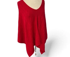 RALPH LAUREN ROJO Cable Cachemira Poncho Bufanda TALLA OS RT $595 (ETIQUETA PÚRPURA) - Imagen 1 de 7