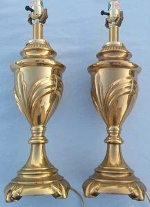 Pair Brass Trophy Style Lamps 18 1/2" - Picture 1 of 11