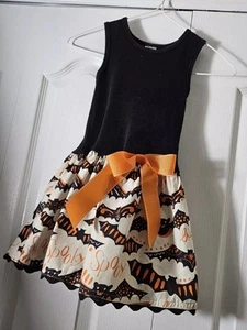Halloween Girls Size 4 Dress Tank Top Bats Rick Rack Hem - Picture 1 of 8