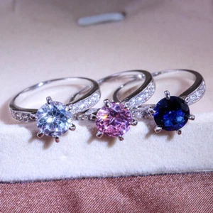 Elengat Women Ring 925 Silver Round Cut Gemstones Wedding Ring Sz 6-10 - Bild 1 von 3