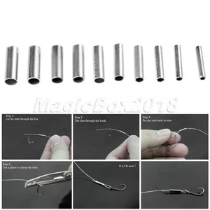 Aluminum Single Crimps Fishing Line Sleeves Copper Tube 8mm Fishing Tool 100 Pcs - Picture 1 of 16