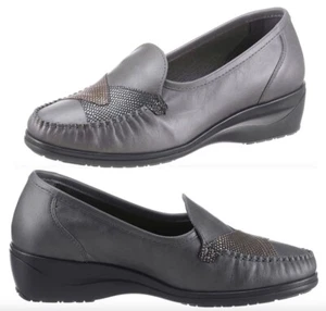 ”airsoft“ Damen Leder Mokassins Halbschuhe anthrazit Gr. 39 - Bild 1 von 4