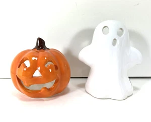 NEW Halloween Jack-O-Lantern PUMPKIN and GHOST Votive Tealight CANDLE HOLDER SET - Picture 1 of 6