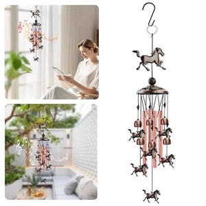 Horse Wind Chimes 38" Metal Hanging Bell Outdoor Garden Home Decor Memorial Gift - Picture 1 of 5