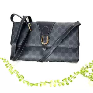 Vintage GUCCI Shoulder Clutch Bag Black 80's *Rare!* - Picture 1 of 24