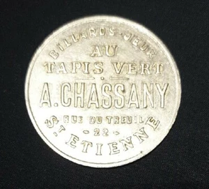Token ALU MIT GRÜNEM TEPPICH BILLARD SPIELE A.CHASSANY ST ETIENNE 22 rue du trail 500 - Bild 1 von 13