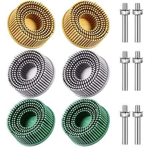6 Pieces 2 Inch Bristle Disc Grit Abrasive Bristle Disc 50# 80# 120# with 1/4 In - Picture 1 of 6