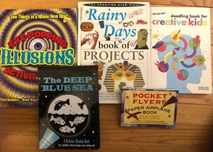 Lot Of 5 Kids Project Art Activity Books Optical Illusions Doodle Paper Airplane - Picture 1 of 7