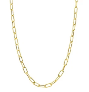 Chaîne or Jaune, 18K, Jersey Ovale, Paper Clip De 4x10 MM, Ligné, Alterné - Picture 1 of 9