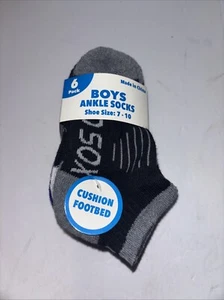 Set Of 6 Boys Ankle Socks Size 7-10 - Picture 1 of 2