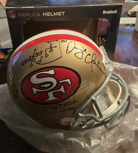 Joe Montana Dwight Clark Signed SF 49ers Full Size Helmet JSA COA The Catch AUTO - Picture 1 of 9