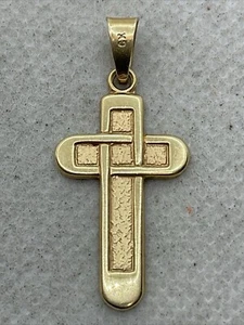 ITALY Solid 14K Yellow Gold CROSS Religious Charm Pendant (35mm x 15.6mm) 2.8gr. - Picture 1 of 15