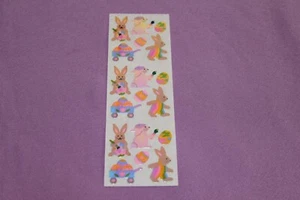 Sandylion Strip of Vintage RARE Opal Pearly Rabbit Painting Easter Egg Stickers! - Picture 1 of 1