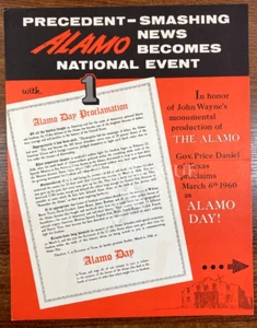 THE ALAMO Original Movie Promo Poster Brochure 1960 John Wayne Western Advance - Picture 1 of 3