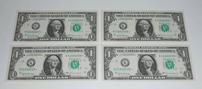 2017 Star Notes $1 Dollar Bill Dallas Texas 4 Sequential 01692227-30 Mnuchin - Image 1 of 2