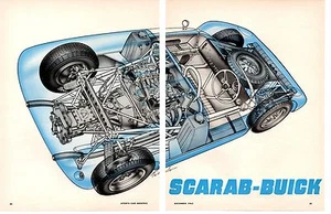 1962 SCARAB-BUICK ~ NICE ORIGINAL 2-PAGE CUT-A-WAY - Picture 1 of 1