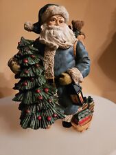 1998 Susan Winget Santa's Blue Coat #5 CHRISTMAS Figurine w/ Presents