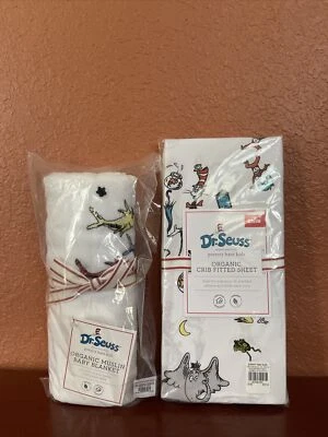 Lençol e berço Pottery Barn Kids Dr. Seuss bordado musselina bebê - Imagem 1 de 4