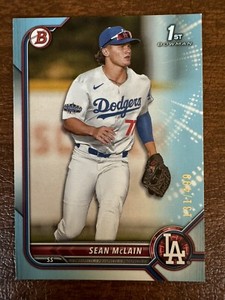 2022 Bowman Draft Sean McLain Sky Blue Parallel Rookie Card #'d 131/499 Dodger
