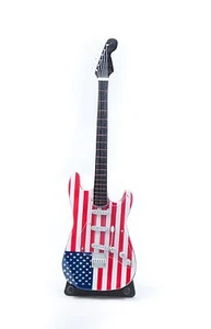 Miniature Guitar USA FLAG Guitar on Stand. - Picture 1 of 1
