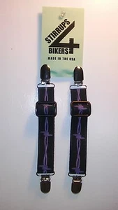 STIRRUPS 4 MOTOCICLISTAS... PANTALONES DE MOTOCICLISTA CLIPS ABRAZADERAS BUNGEE... ALAMBRE DE PÚAS - Imagen 1 de 4