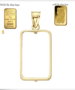 Solid 14k Yellow 4-Prong Bezel w/ Bail frame For 5 gram Credit Suisse Pamp - Picture 1 of 3