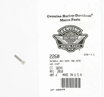Tornillo de cabeza hexagonal Harley Davidson 6-32 x 1/2" 2260 [CANTIDAD2] Foto 1 de 4