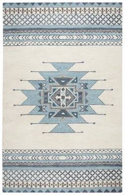 8x10 Rizzy Rugs Blue Bordered Angled Lines Area Rug SU567A - Aprx 8' x 10' - Image 1 of 3
