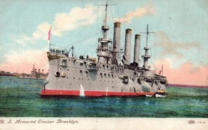 US Armored Cruiser Brooklyn Vintage Ship Postcard - Picture 1 of 2