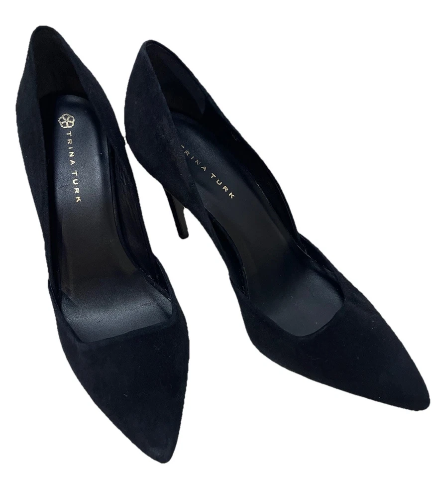 Zapatos de salón de vestir de gamuza de cuero Trina Turk Hollywood negros para mujer talla 7,5 M Foto 1 de 4