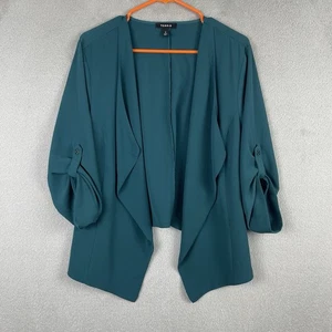 Torrid Cardigan Womens Size 2X Teal Green Open Front 3/4 Sleeve Stretch - Picture 1 of 12
