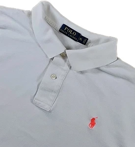 Polo Ralph Lauren Golf Polo Shirt Uomo XL BIANCA Manica Corta ROSA Pony - Foto 1 di 10