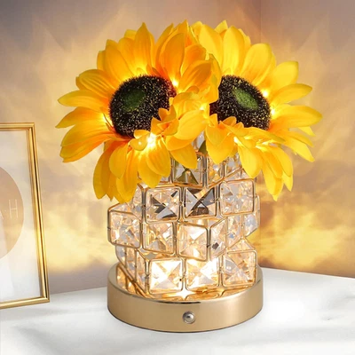 Birthday Gifts for Women,Sunflower Flower Touch Lamp,Rechargeable Cordless 3-Col - Image 1 of 4