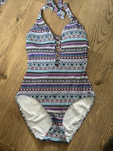 Ladies Swimming Costume - Size 12 - F&F - New - Geometric Design - Picture 1 of 7